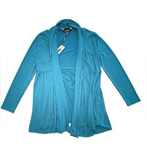 NWT Charlie Paige Blue/Green Open Front Knit Cardigan Size L/XL